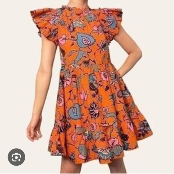 House of Harlow 1960 Dresses & Skirts - House of Harlow 1960 Orange Floral Ruffle Mini Dress.